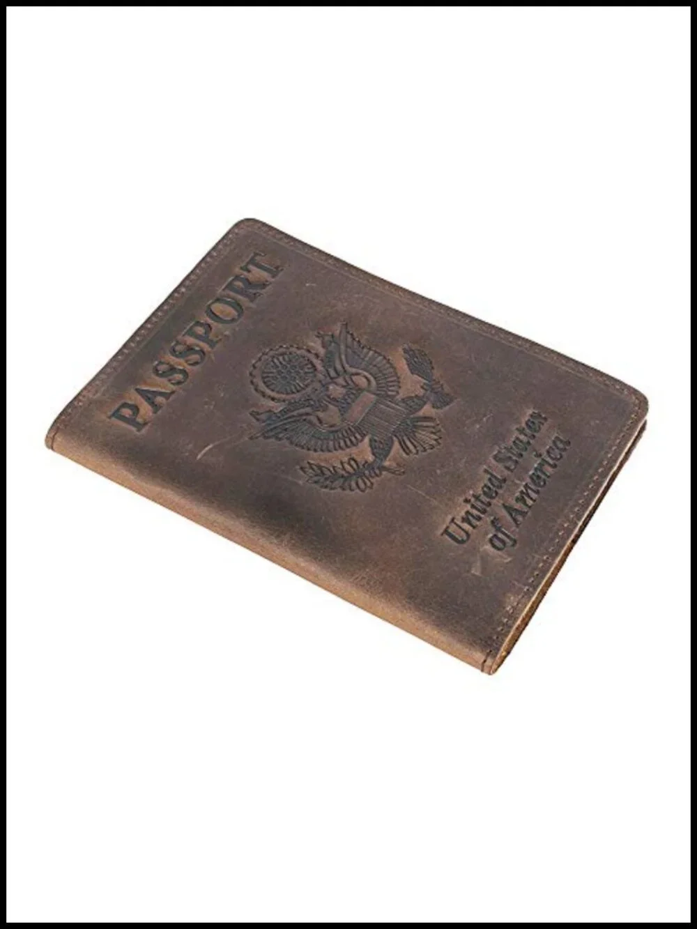 Genuine Crazy Horse Leather RFID Blocking Passport Holder Travel Wallet